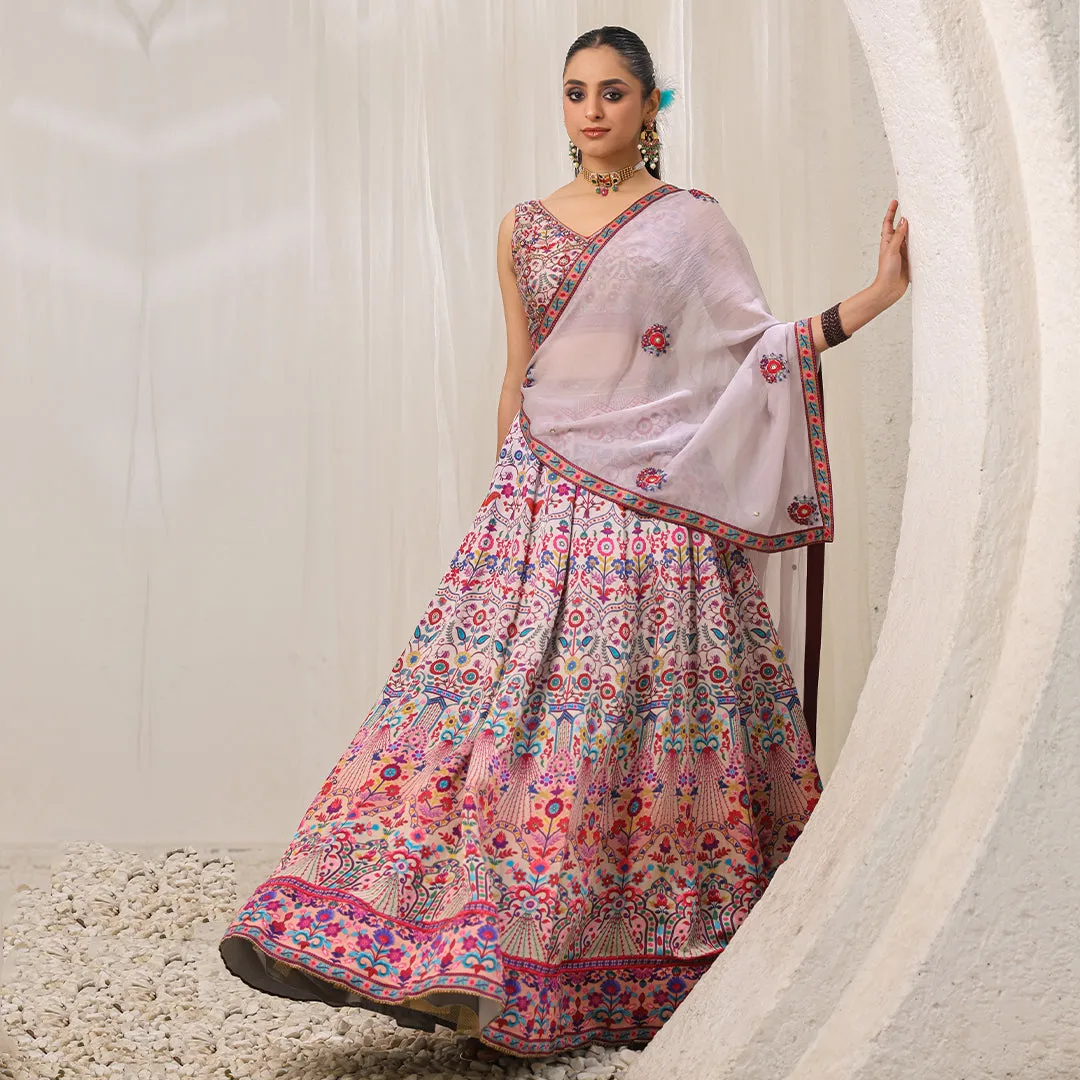 Desi Drama Multi-hued Lehenga Set with Dupatta