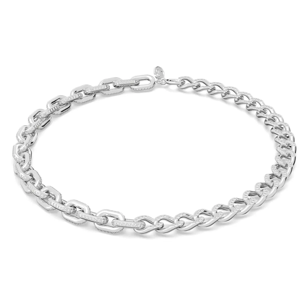 Dextera Necklace, Pavé, White, Rhodium Plated 5613391