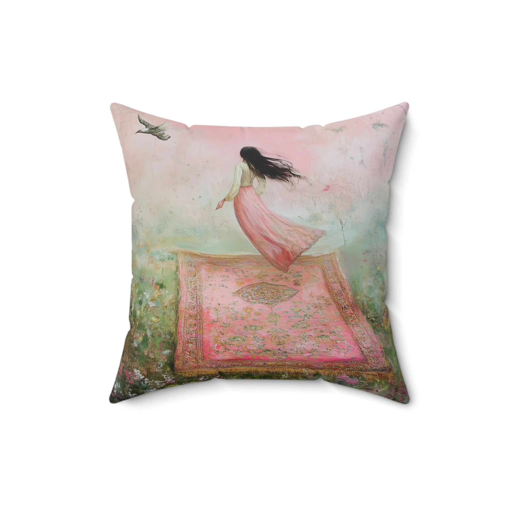 Dreamy Flight Magic Carpet Throw Pillow