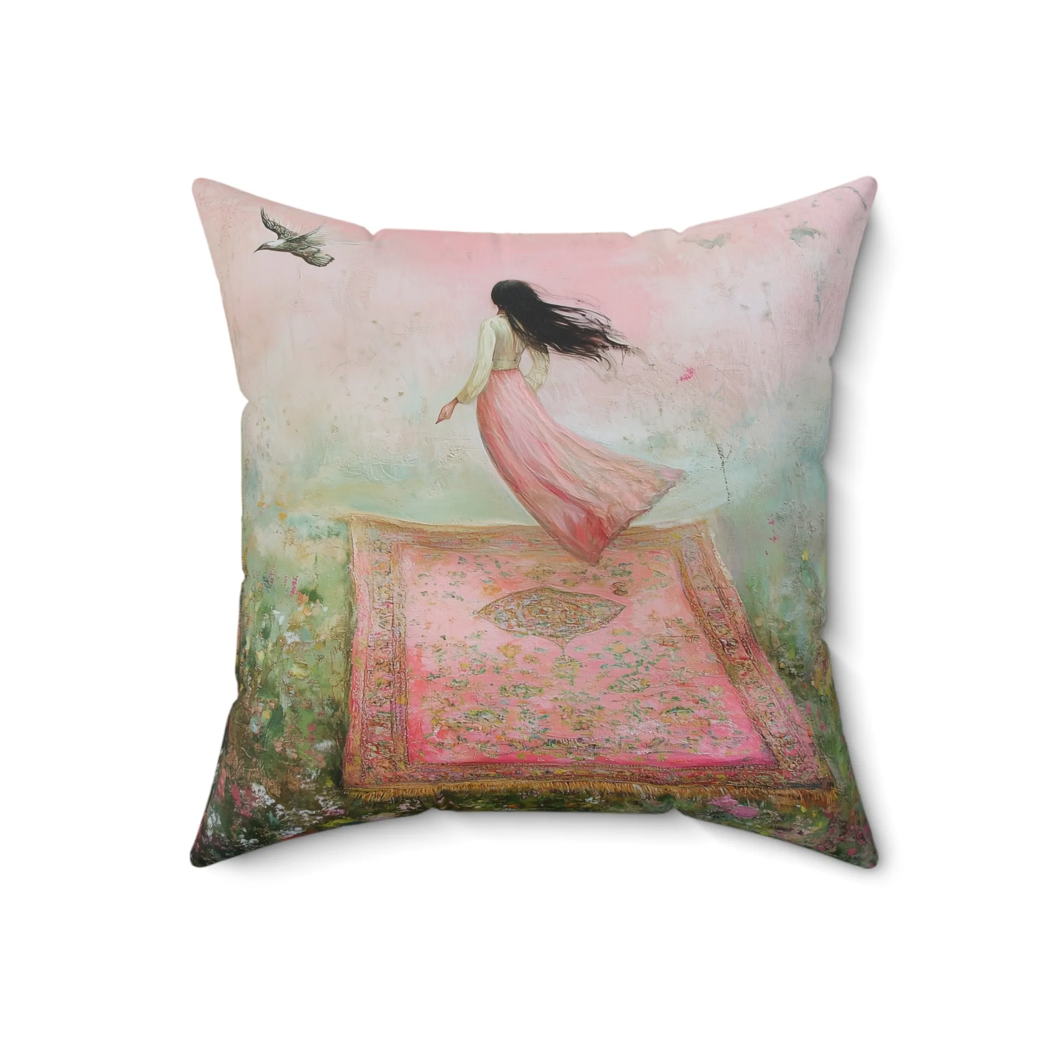 Dreamy Flight Magic Carpet Throw Pillow