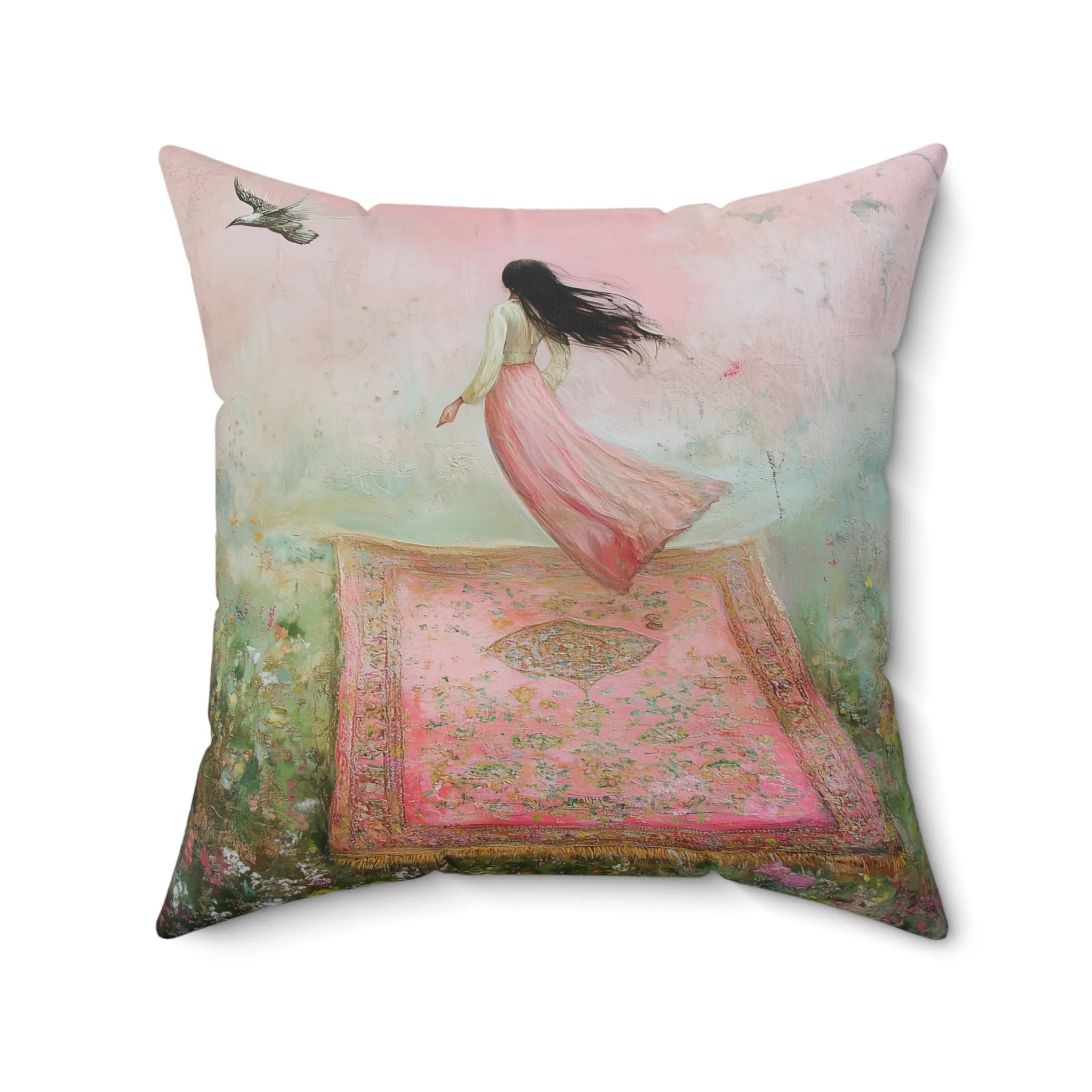 Dreamy Flight Magic Carpet Throw Pillow