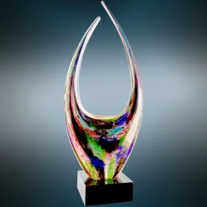 Dual Rising Art Glass with Square Black Base