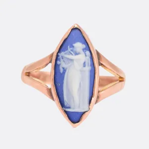Edwardian Wedgwood "Erato" Navette Cameo Ring