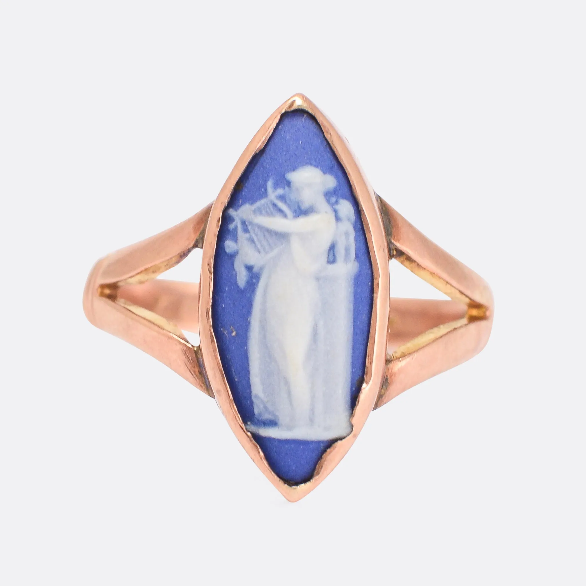 Edwardian Wedgwood "Erato" Navette Cameo Ring