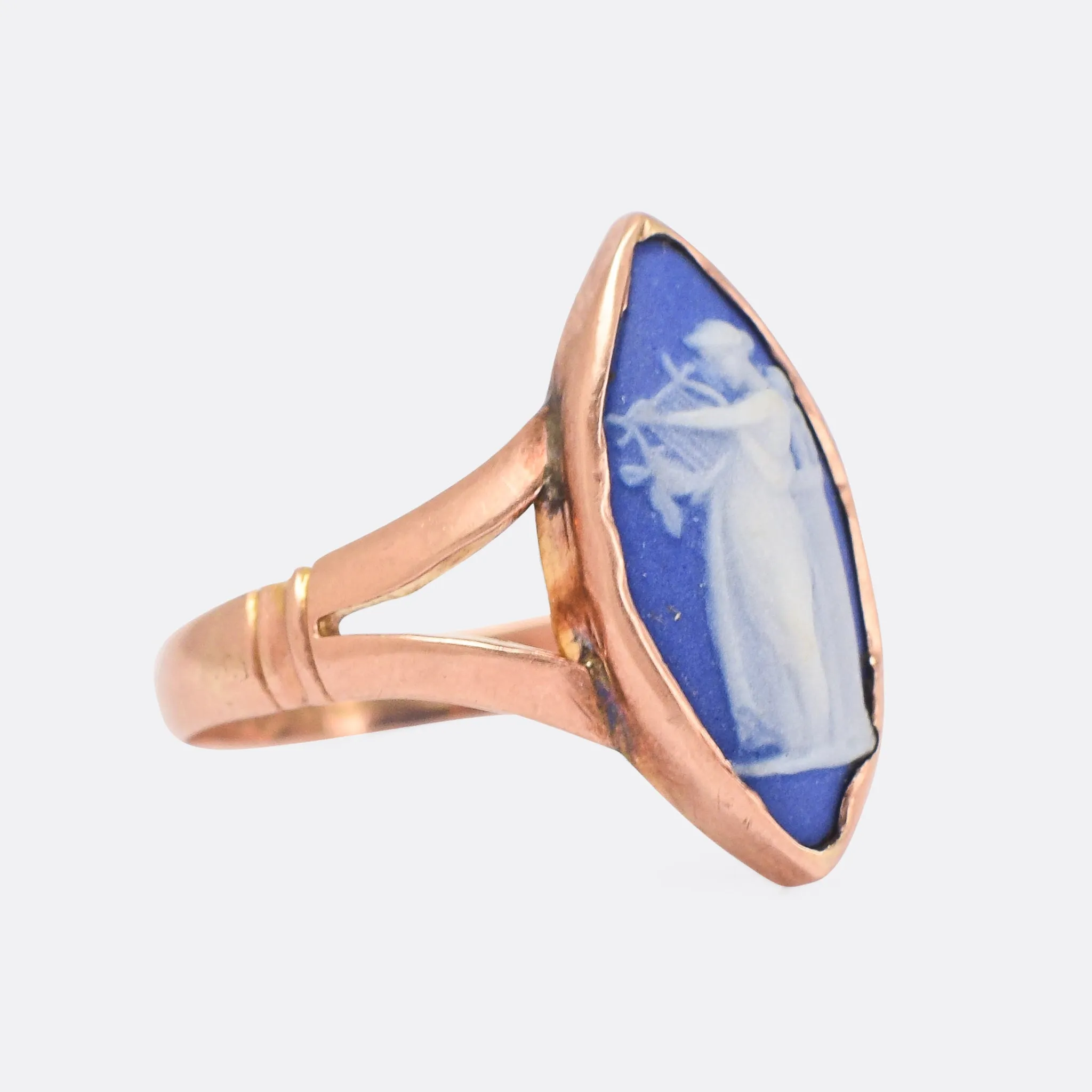 Edwardian Wedgwood "Erato" Navette Cameo Ring