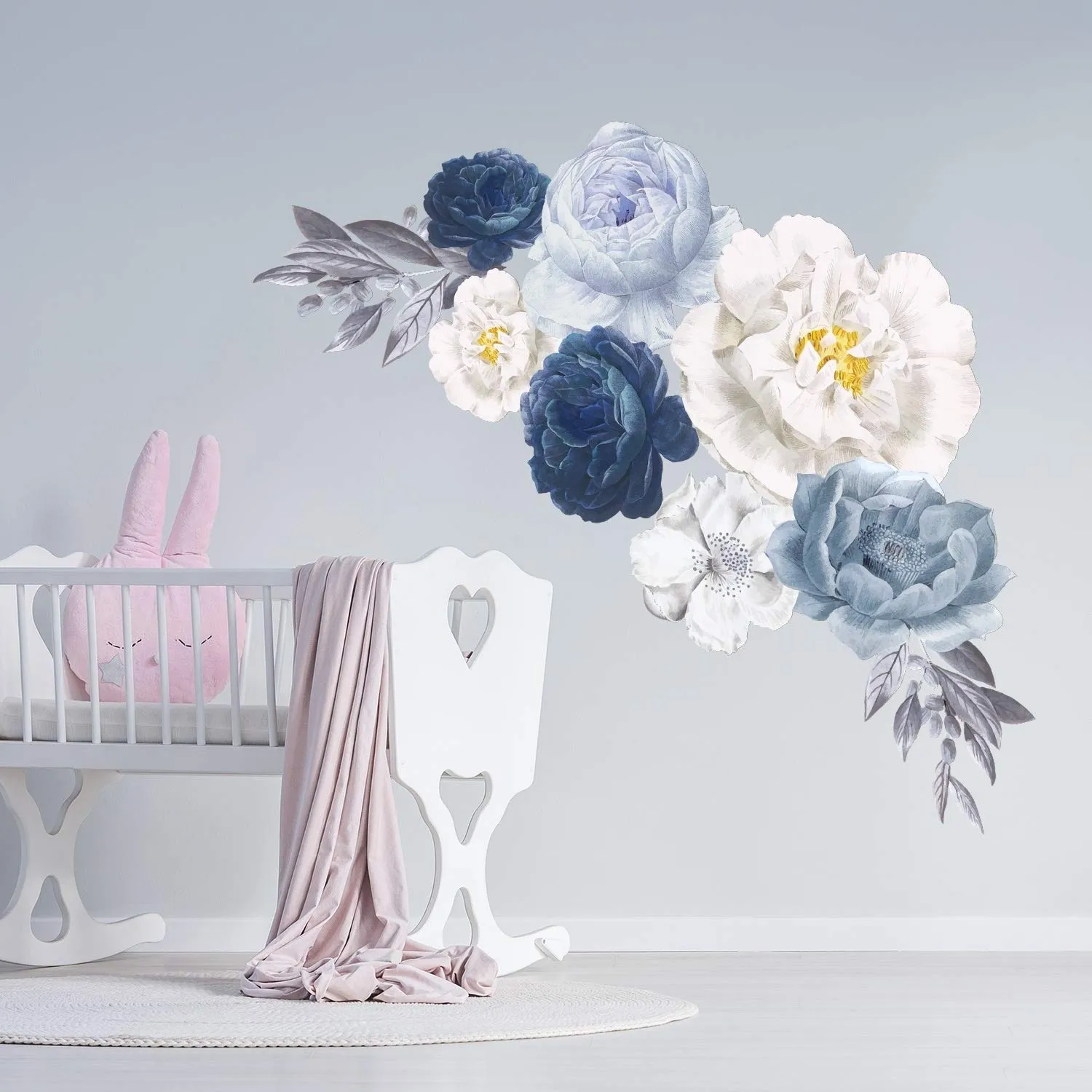 Elegant Oversized Peonies Flowers Floral Wall Stickers DIY Art