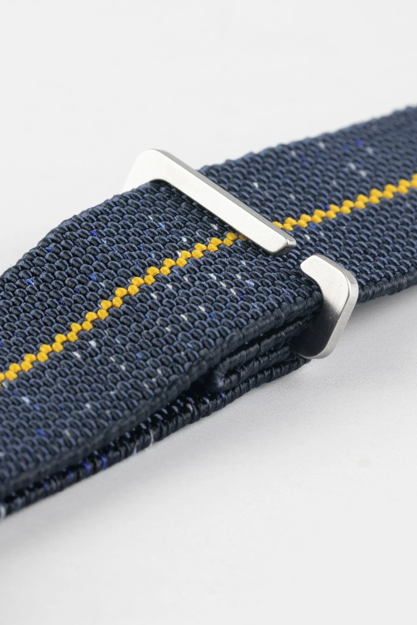 Erika's Originals INDIGO DENIM MN™ Strap with MUSTARD Centerline - BRUSHED Hardware
