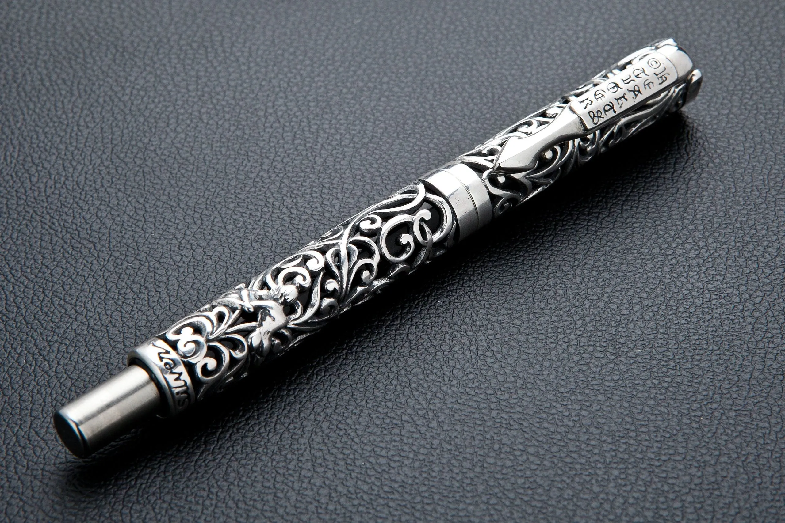 Erotic Carved Sterling Silver Pen