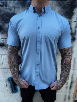 ESSENTIAL AQUA BLUE BUTTON UP