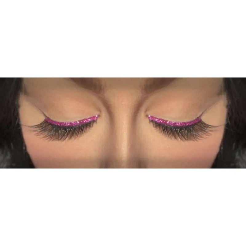 Eyelashes - Black w/Magenta Sequin