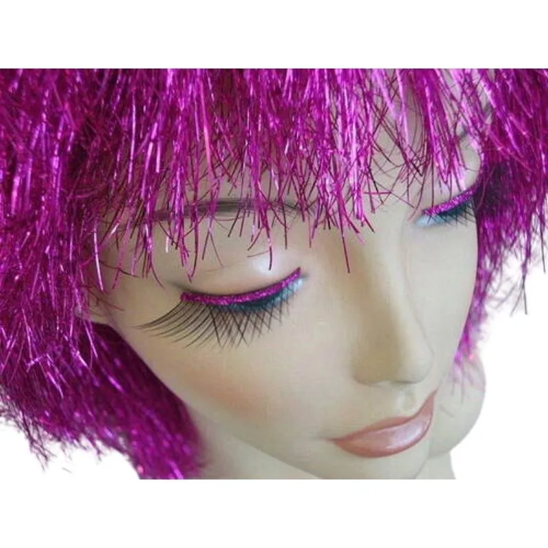 Eyelashes - Black w/Magenta Sequin