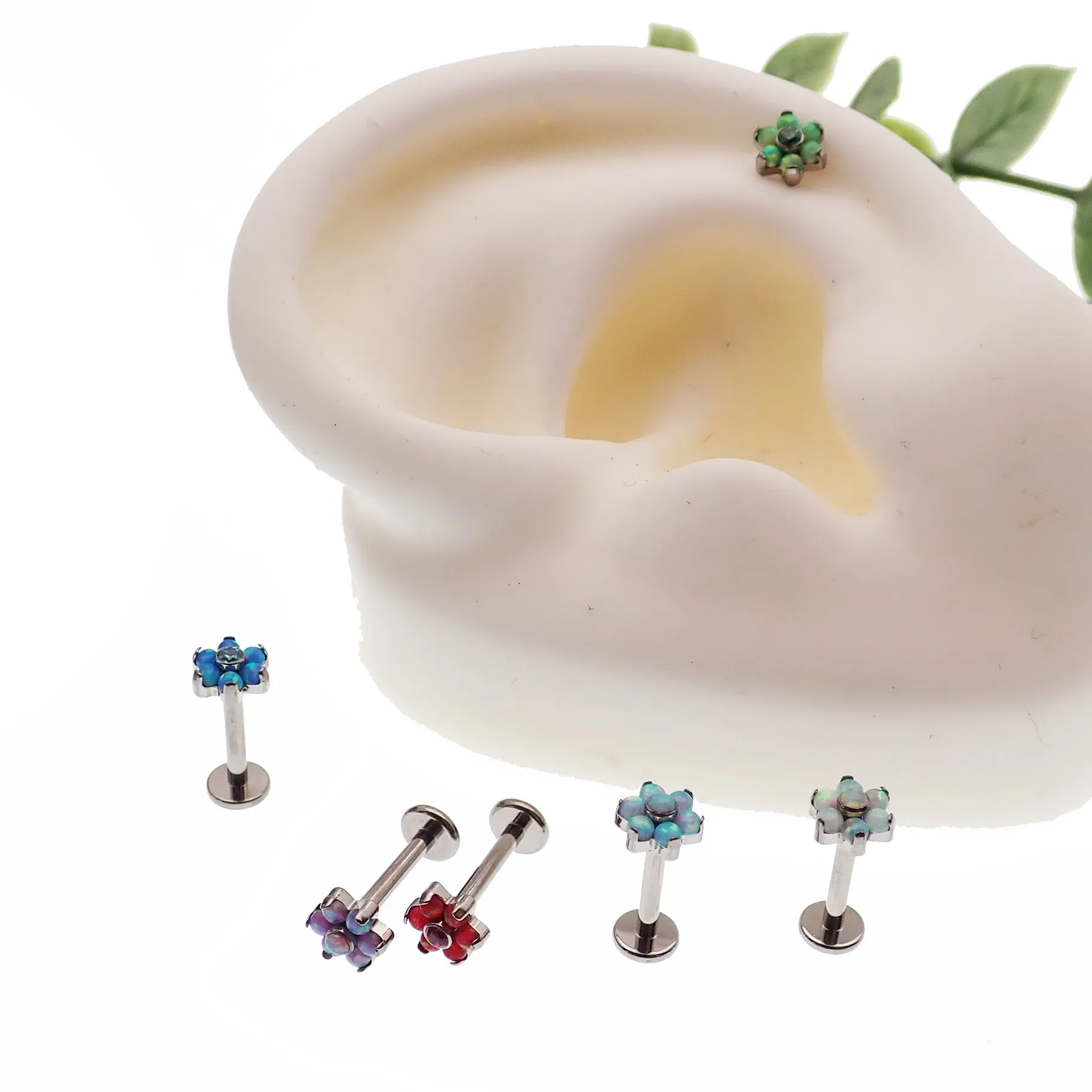 Flower Fire Opal Flat Back 14g, 16g, 18g