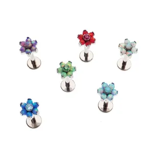 Flower Fire Opal Flat Back 14g, 16g, 18g