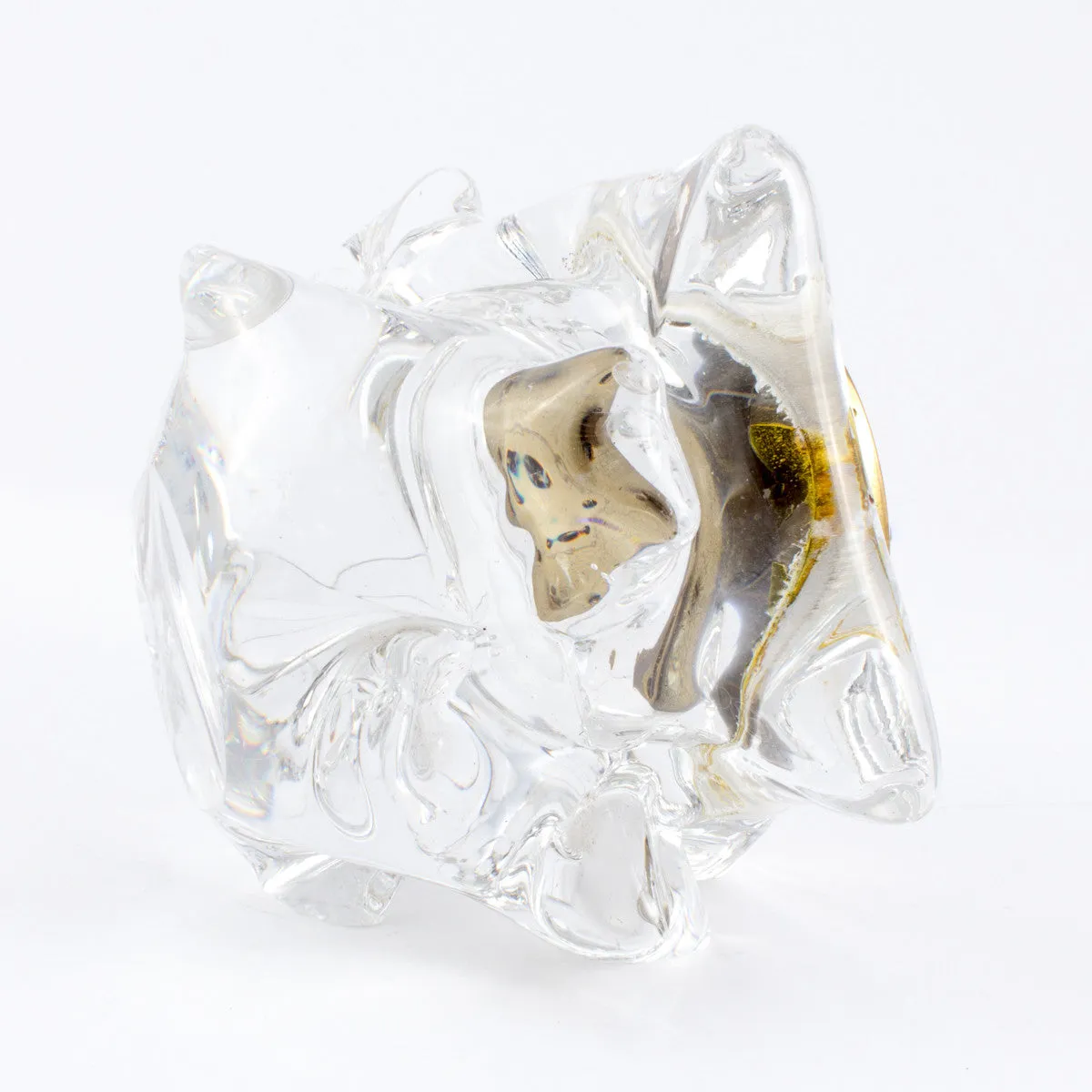 French Mid-Century Schneider Free Form Crystal Clock found in Paris