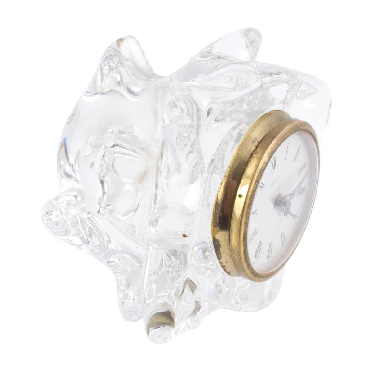 French Mid-Century Schneider Free Form Crystal Clock found in Paris