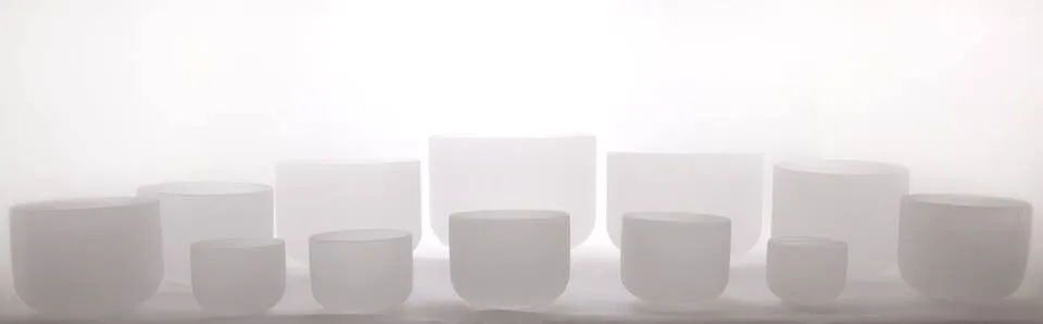 Frosted Crystal Singing Bowl Chakra Set - Medium Nesting Set