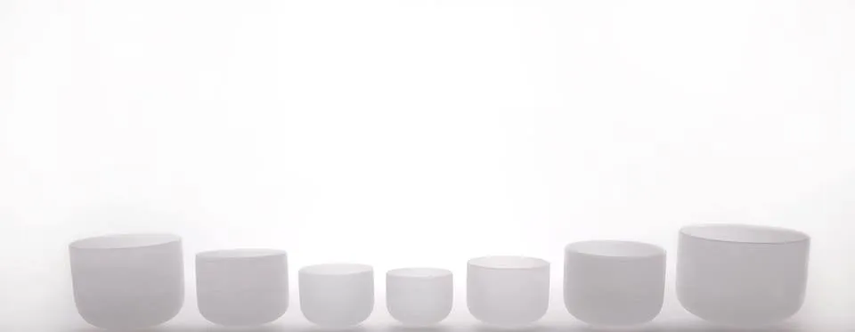 Frosted Crystal Singing Bowl Chakra Set - Medium Nesting Set
