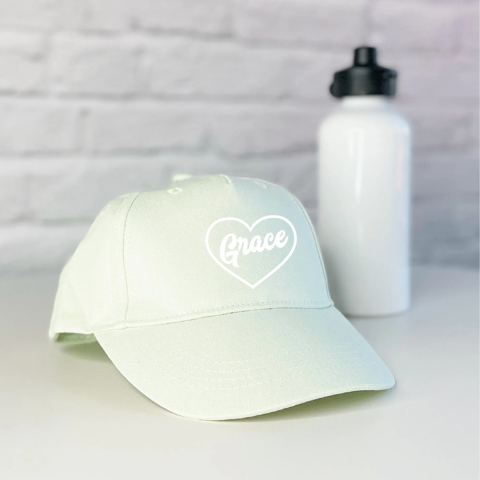 Girls Personalised Cap With Heart