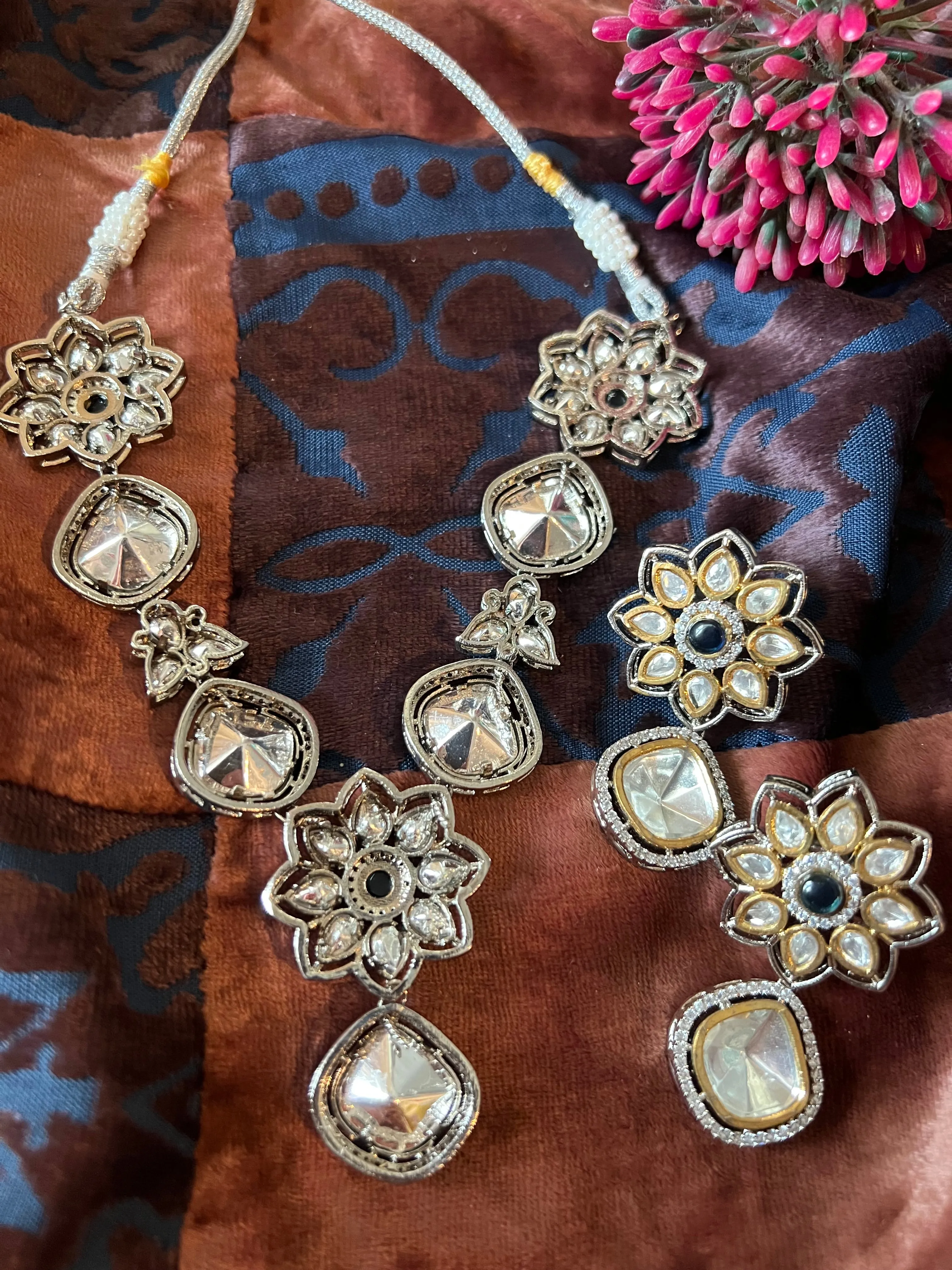 Glamorous Brass and Stone Jewelry Set