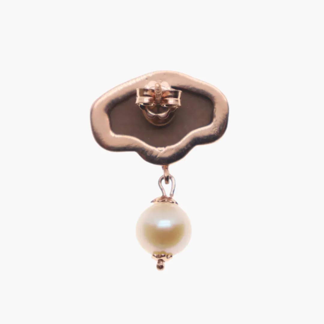 Greek Medusa Cameo Wide Stud Earrings with Freshwater Pearl Dangle