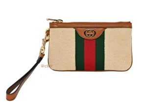 Gucci Vintage GG Web Wristlet Pouch in Beige