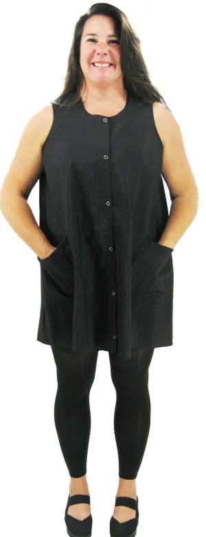Hair Dresser Dog Groomer Smock In Black Nylon One Size