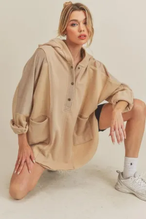 Hazel Blues® |  Aemi Co Slit Half Snap Oversize Hoodie