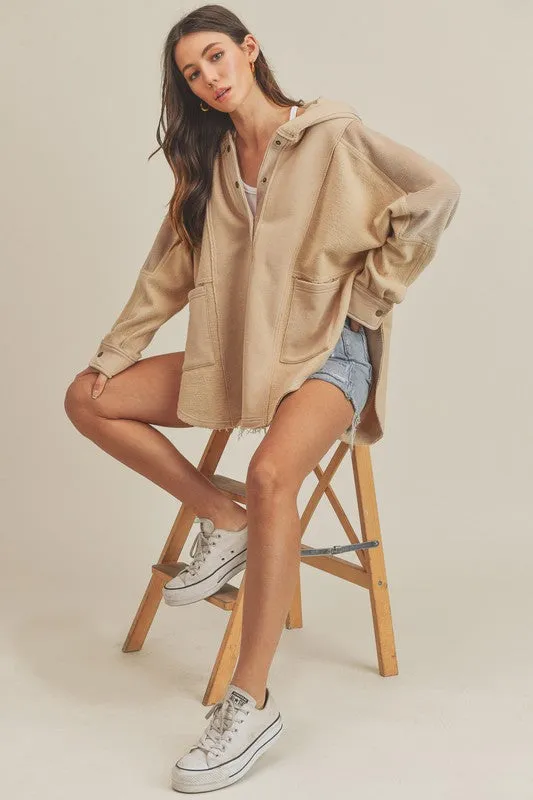 Hazel Blues® |  Aemi Co Slit Half Snap Oversize Hoodie