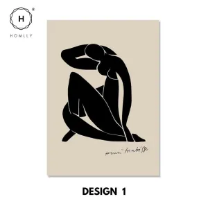 Homlly Matisse Wall Art Prints Minimalist Flower Market Posters Vintage Gallery Canvas Frame (5 Sizes & Black Frame)