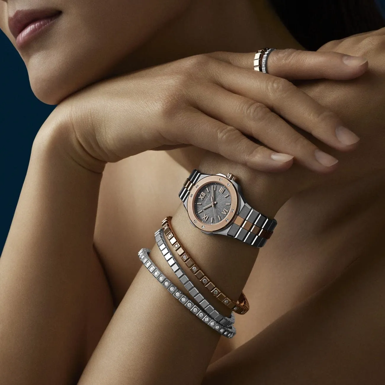 Ice Cube Ethical Rose Gold Half-Set Diamonds Bangle
