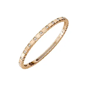Ice Cube Ethical Rose Gold Half-Set Diamonds Bangle