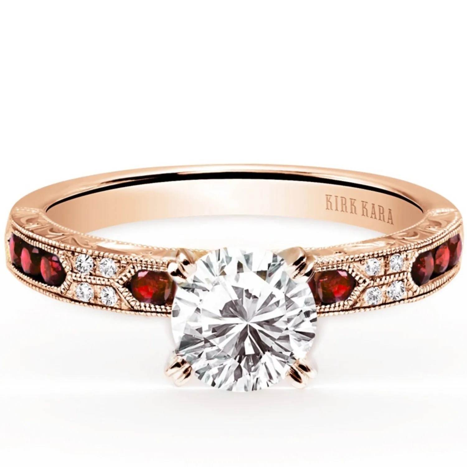 Kirk Kara "Charlotte" Channel Set Red Ruby Engagement Ring
