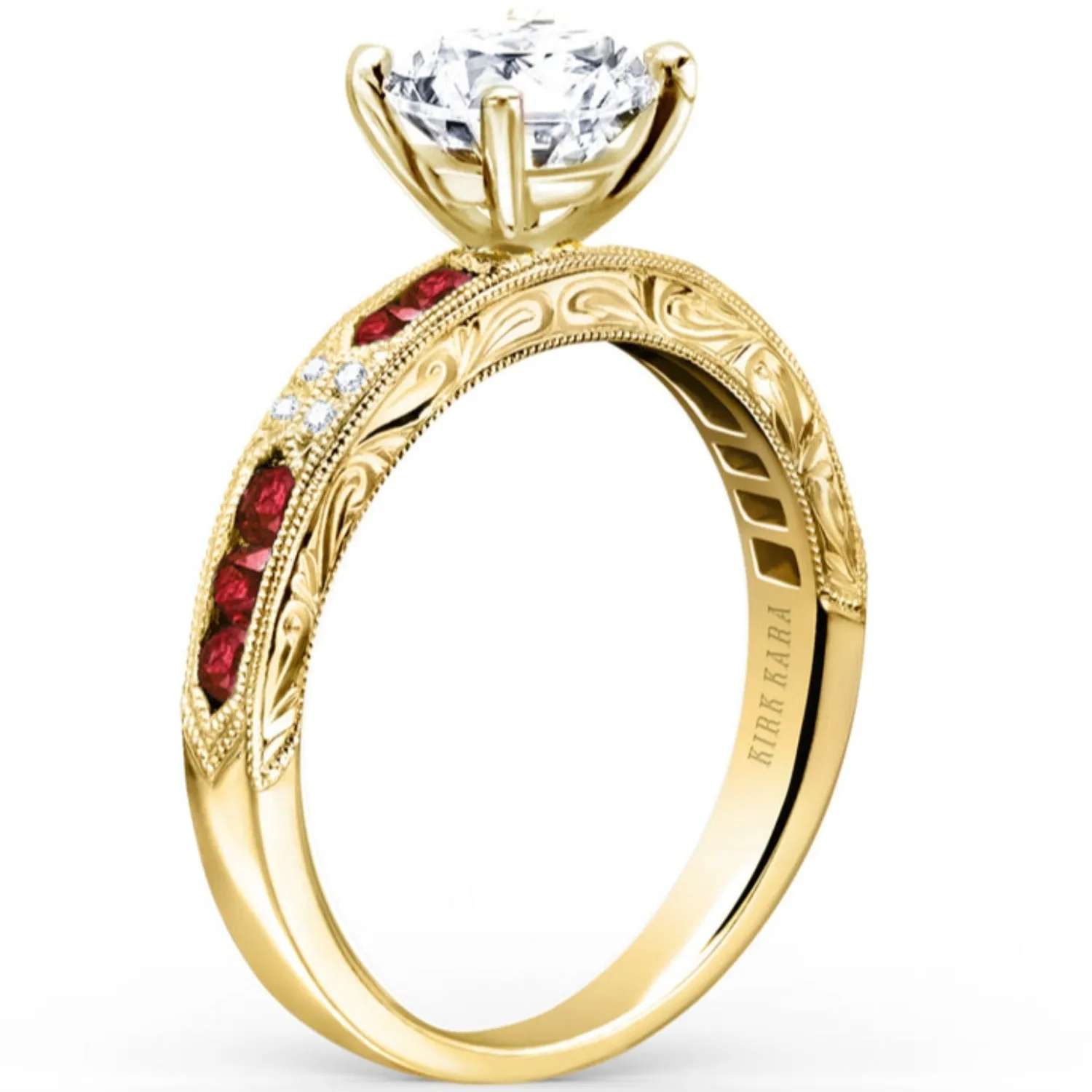 Kirk Kara "Charlotte" Channel Set Red Ruby Engagement Ring