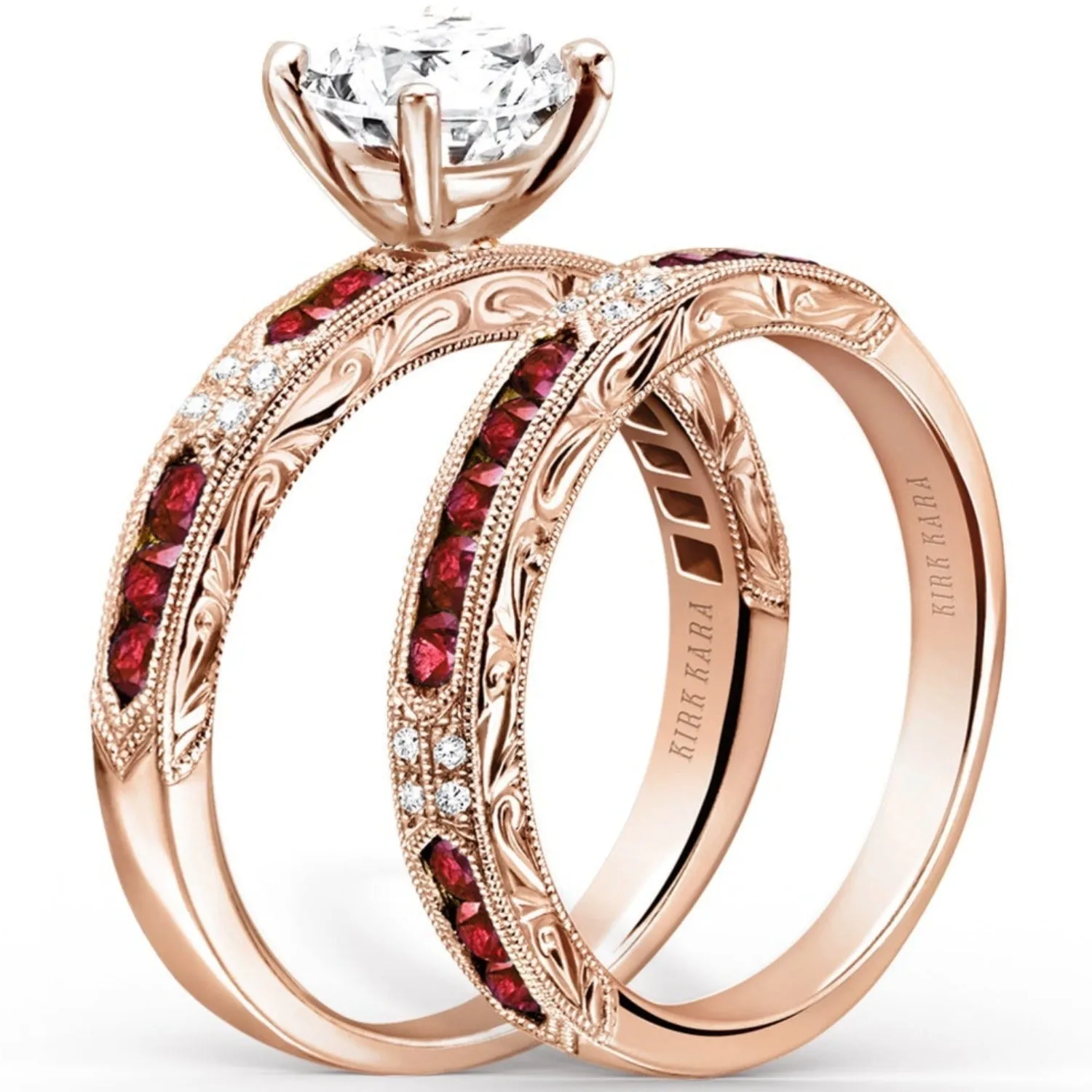 Kirk Kara "Charlotte" Channel Set Red Ruby Engagement Ring