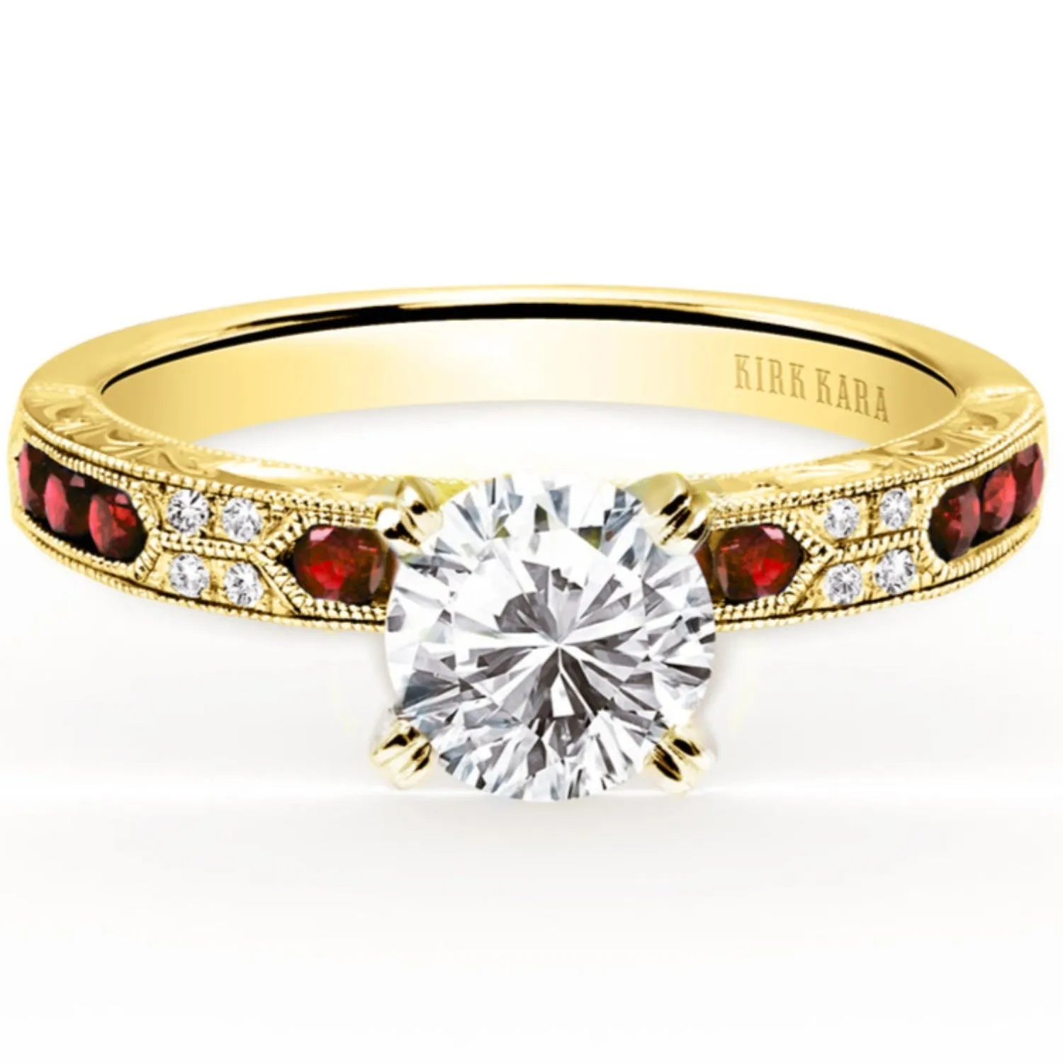 Kirk Kara "Charlotte" Channel Set Red Ruby Engagement Ring