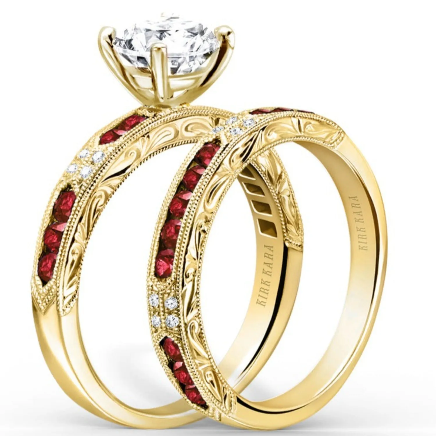 Kirk Kara "Charlotte" Channel Set Red Ruby Engagement Ring