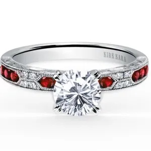 Kirk Kara "Charlotte" Channel Set Red Ruby Engagement Ring