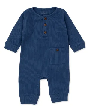 Kissy Kissy Mini Waffle Playsuit - Navy
