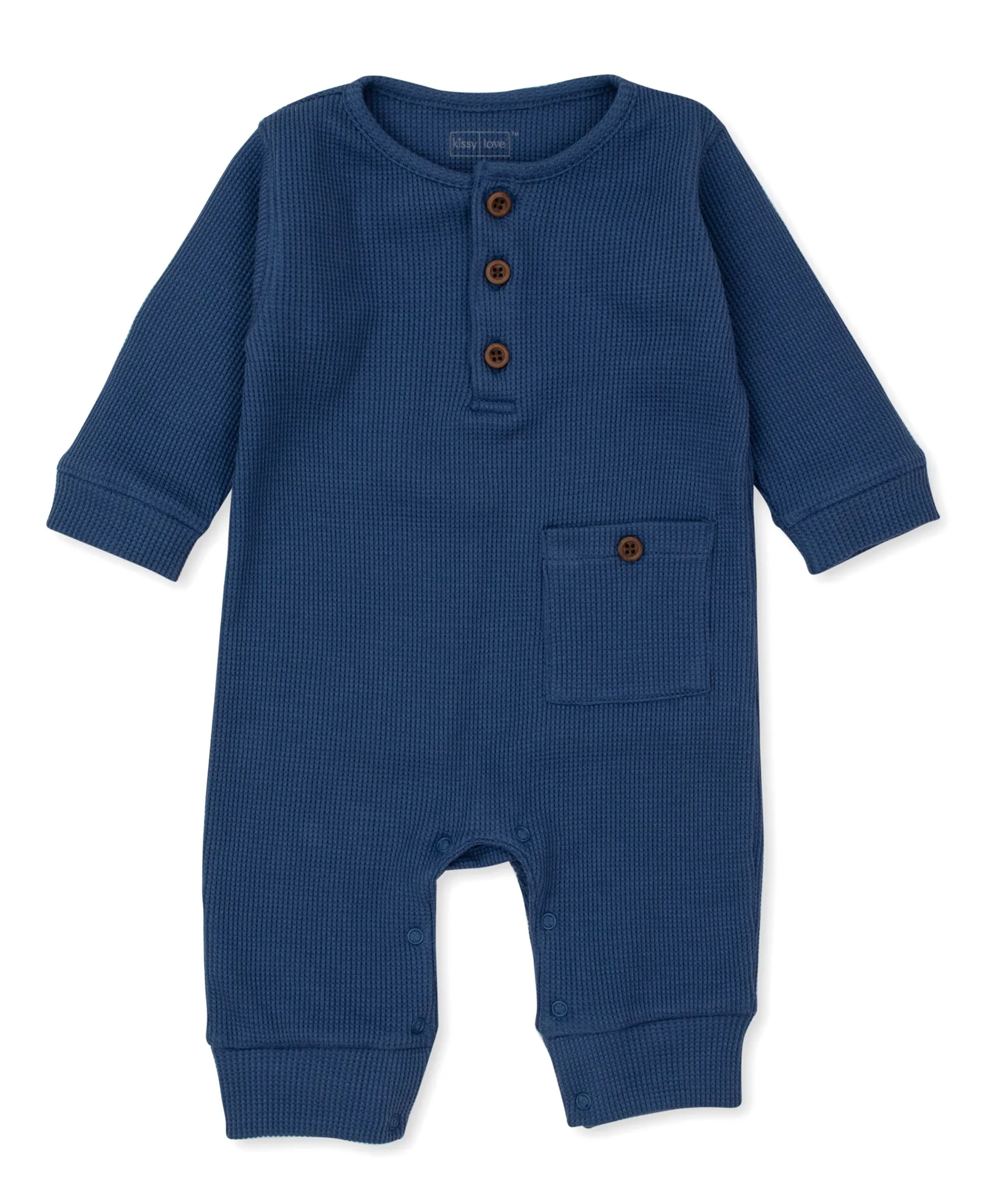 Kissy Kissy Mini Waffle Playsuit - Navy