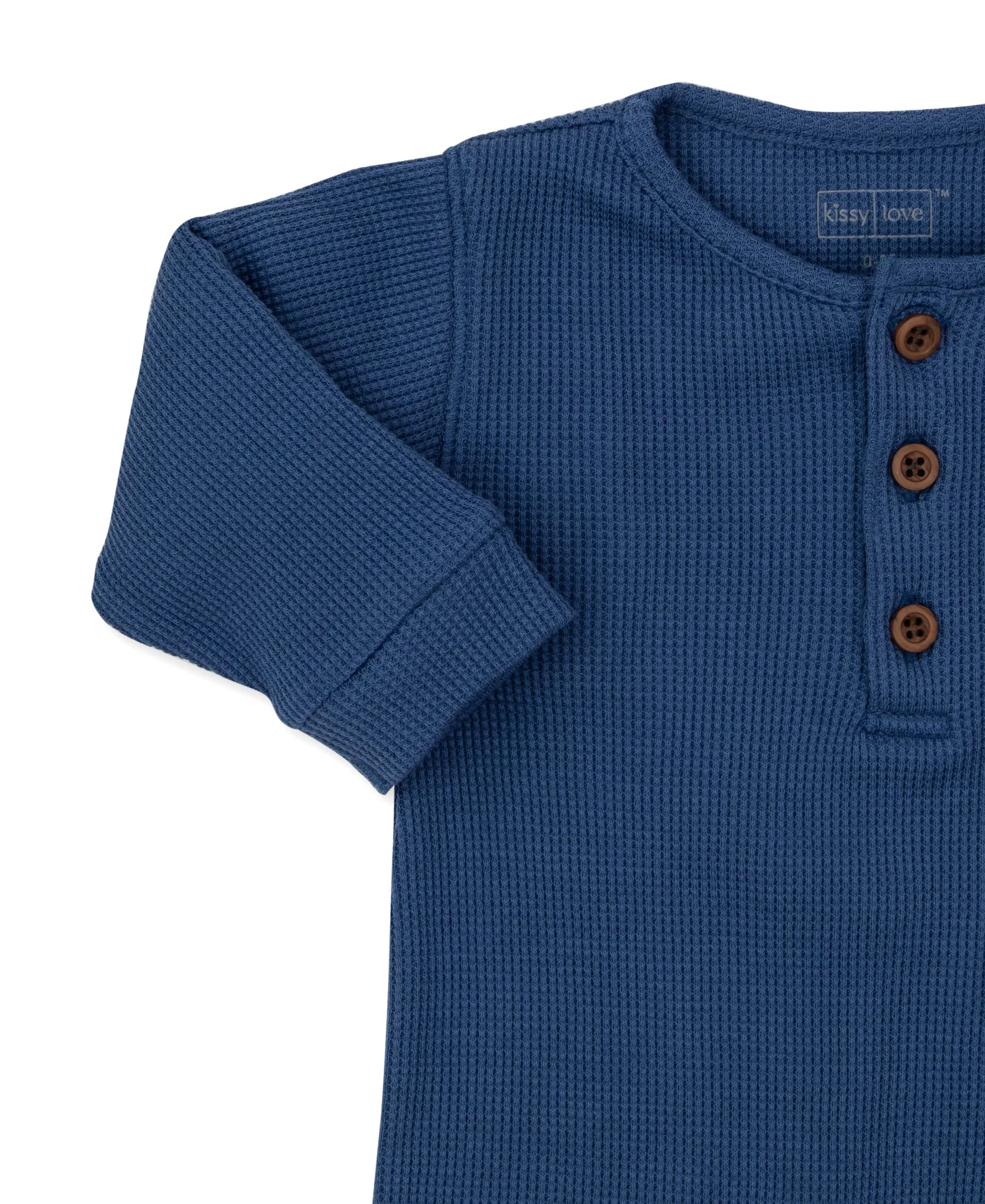Kissy Kissy Mini Waffle Playsuit - Navy