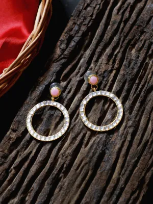 Kundan Hoop Earrings with Pink Stone