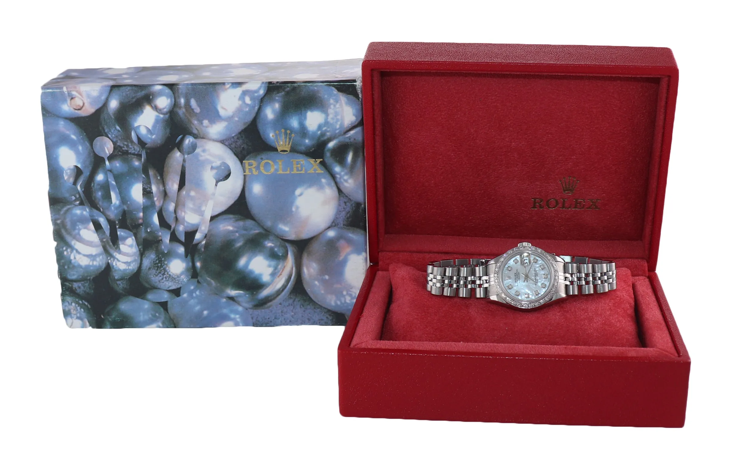 Ladies Rolex DateJust 26mm MOP Diamond Fluted Bezel Steel Jubilee Watch 79174