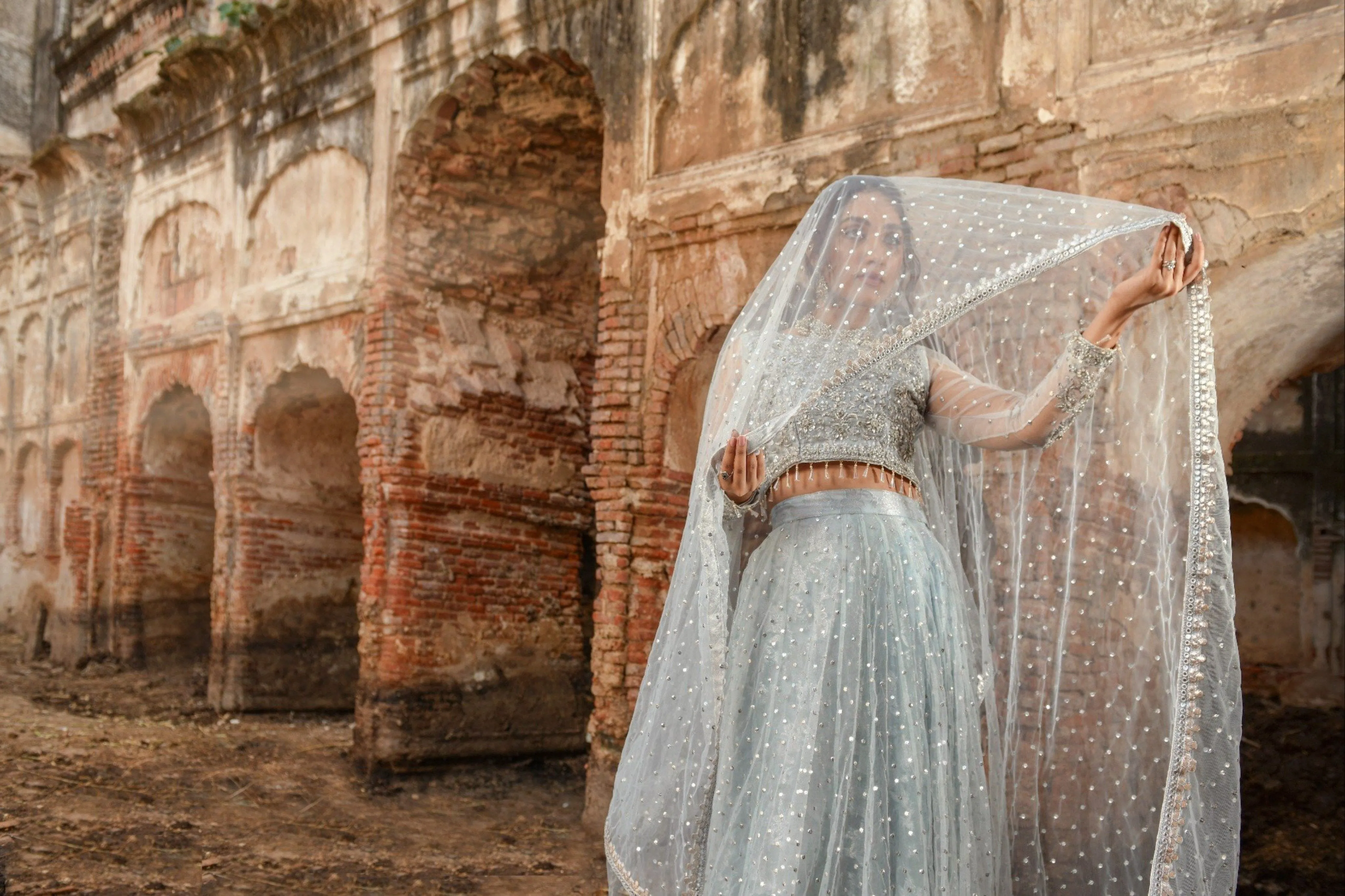 Latest Grey Lehenga Choli Bridal Dress Pakistani #BS716