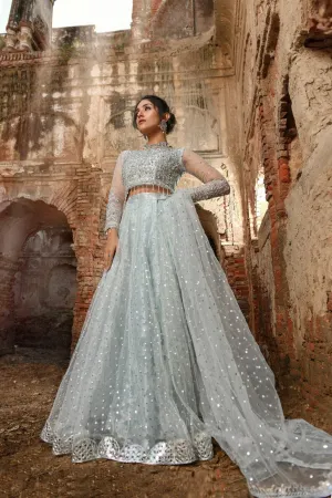 Latest Grey Lehenga Choli Bridal Dress Pakistani #BS716