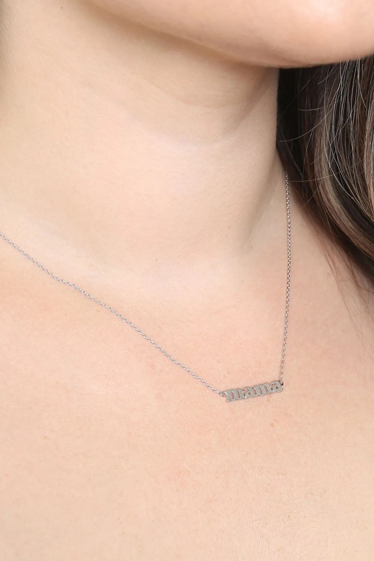 MAMA" LETTER PENDANT BRASS NECKLACE