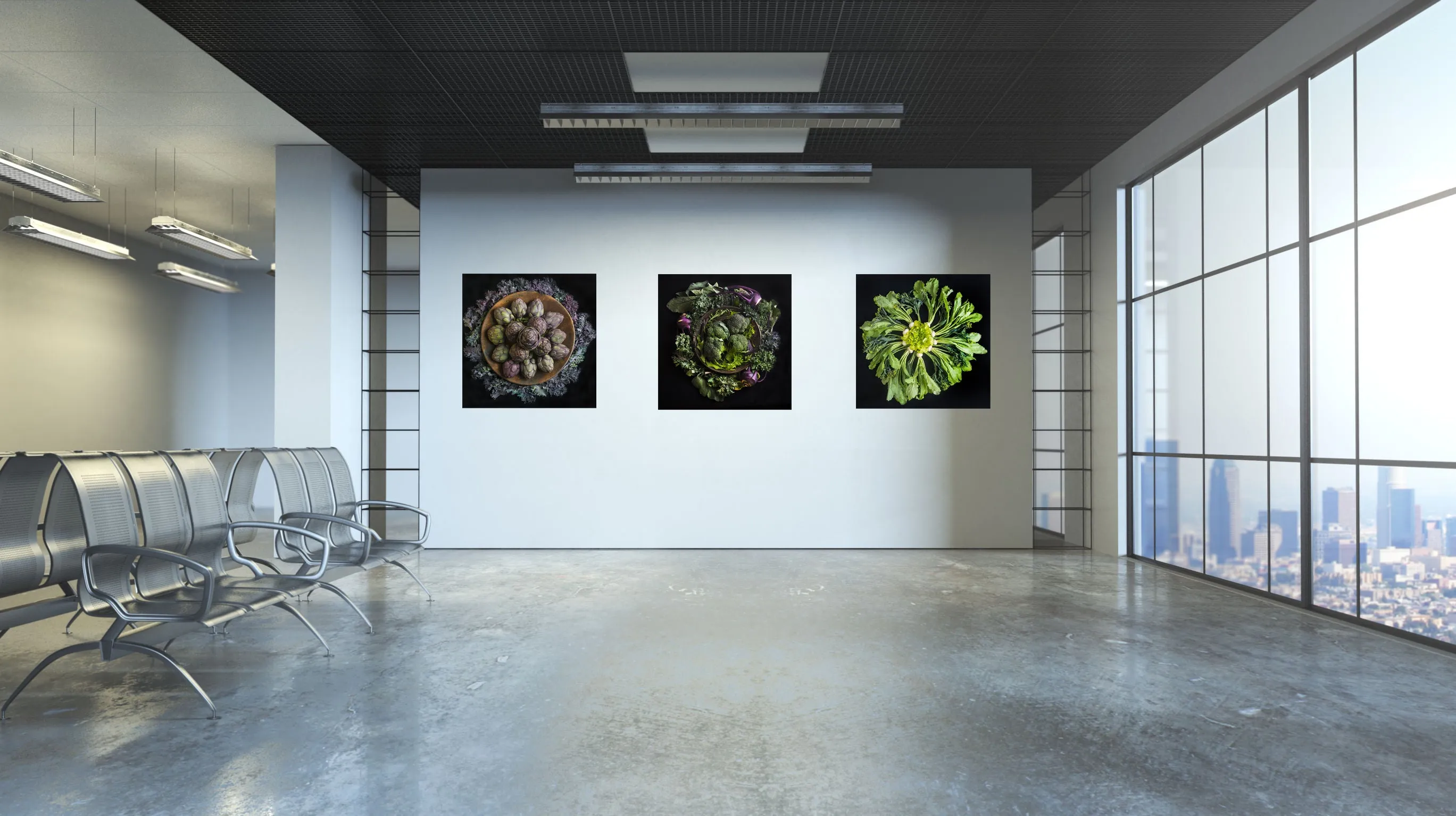 Mandala Fine Art Metal Print, Artichokes and Kale