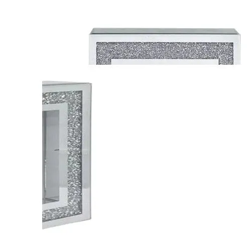 Mantle Clock 40cm Mirror Crystal Mirrored Glass Mantel Piece Desk Table
