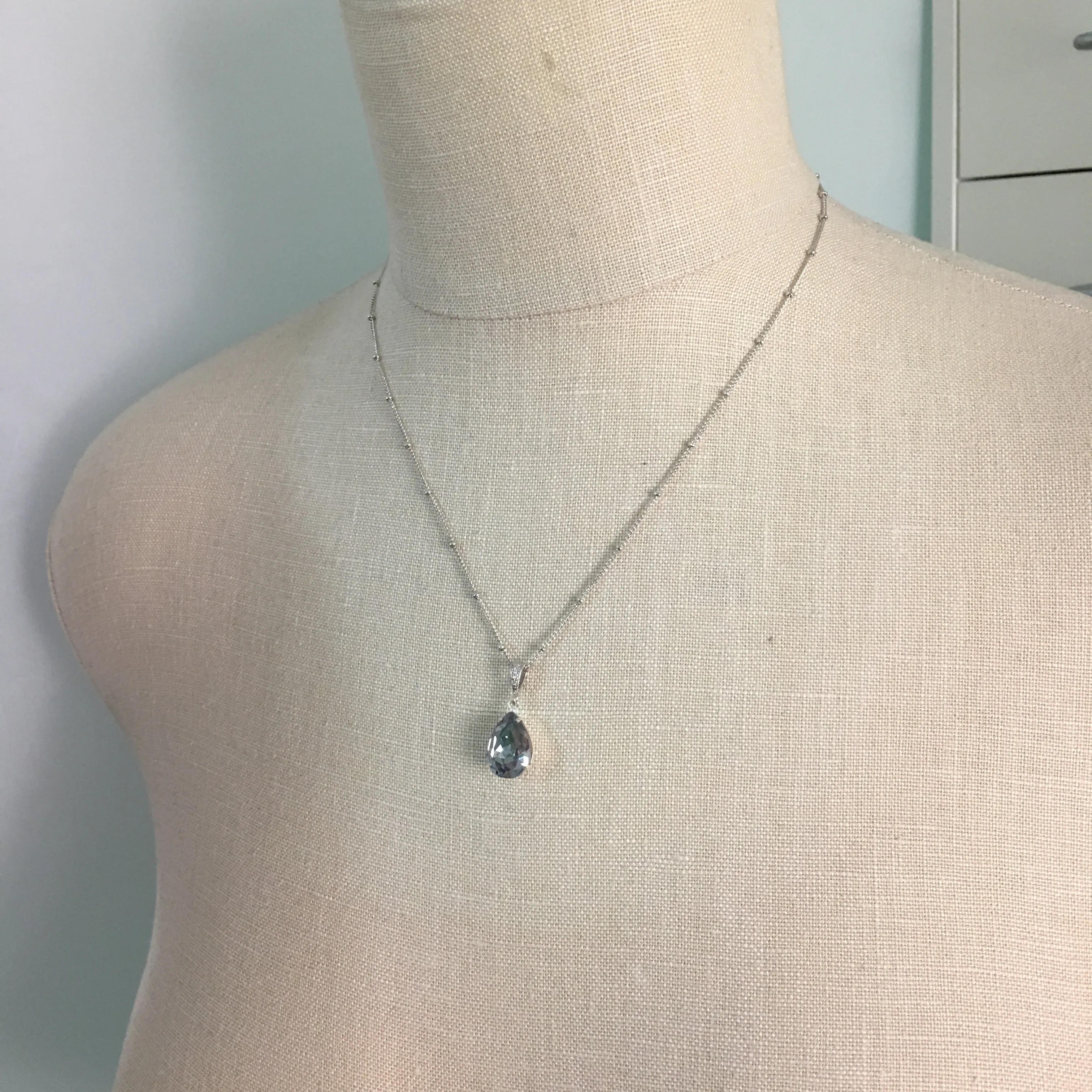 Medium Pear Pavé Necklace & Earrings • Crystal
