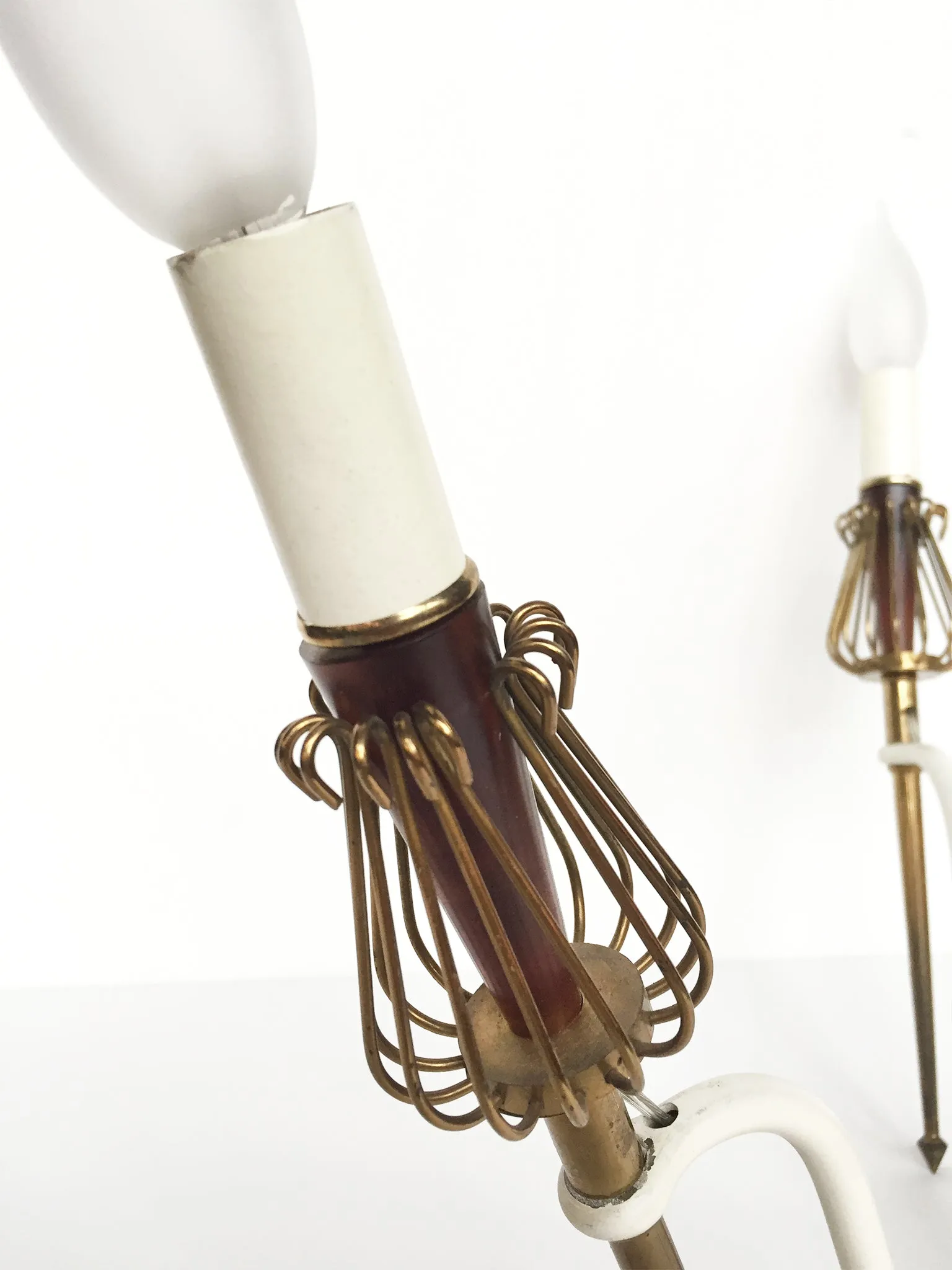 Mid-Century Brass Chandelier in the Manner of Maison Lunel