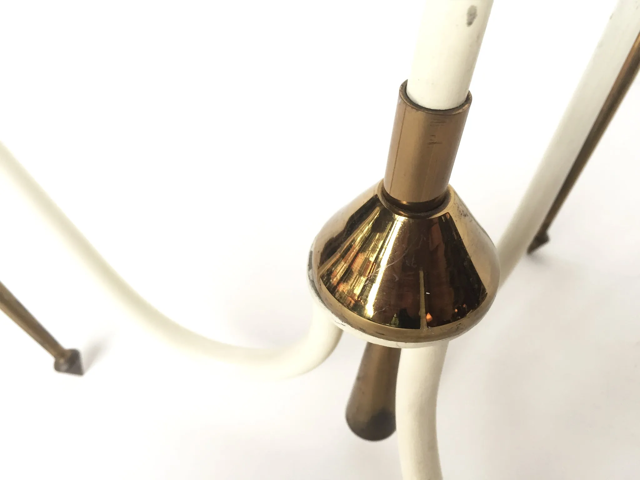 Mid-Century Brass Chandelier in the Manner of Maison Lunel